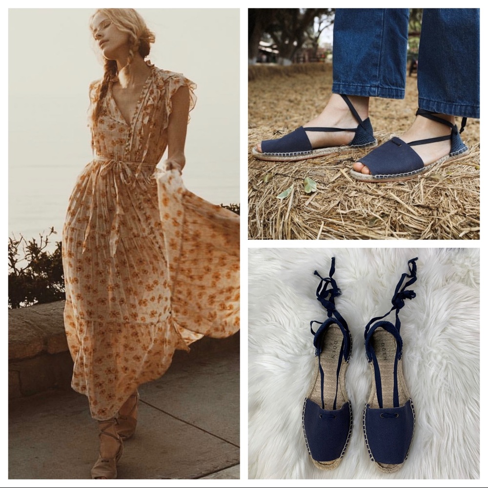 Doen Francis Open Toe Indigo Canvas Espadrilles 36